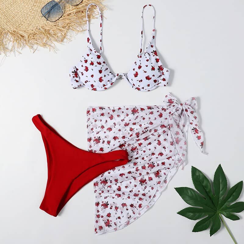 Sexy estampado de mármol Bikini 2021 mujeres sujetador con aros 3 pieza traje de baño brasileño traje de baño para playa trajes de baño traje