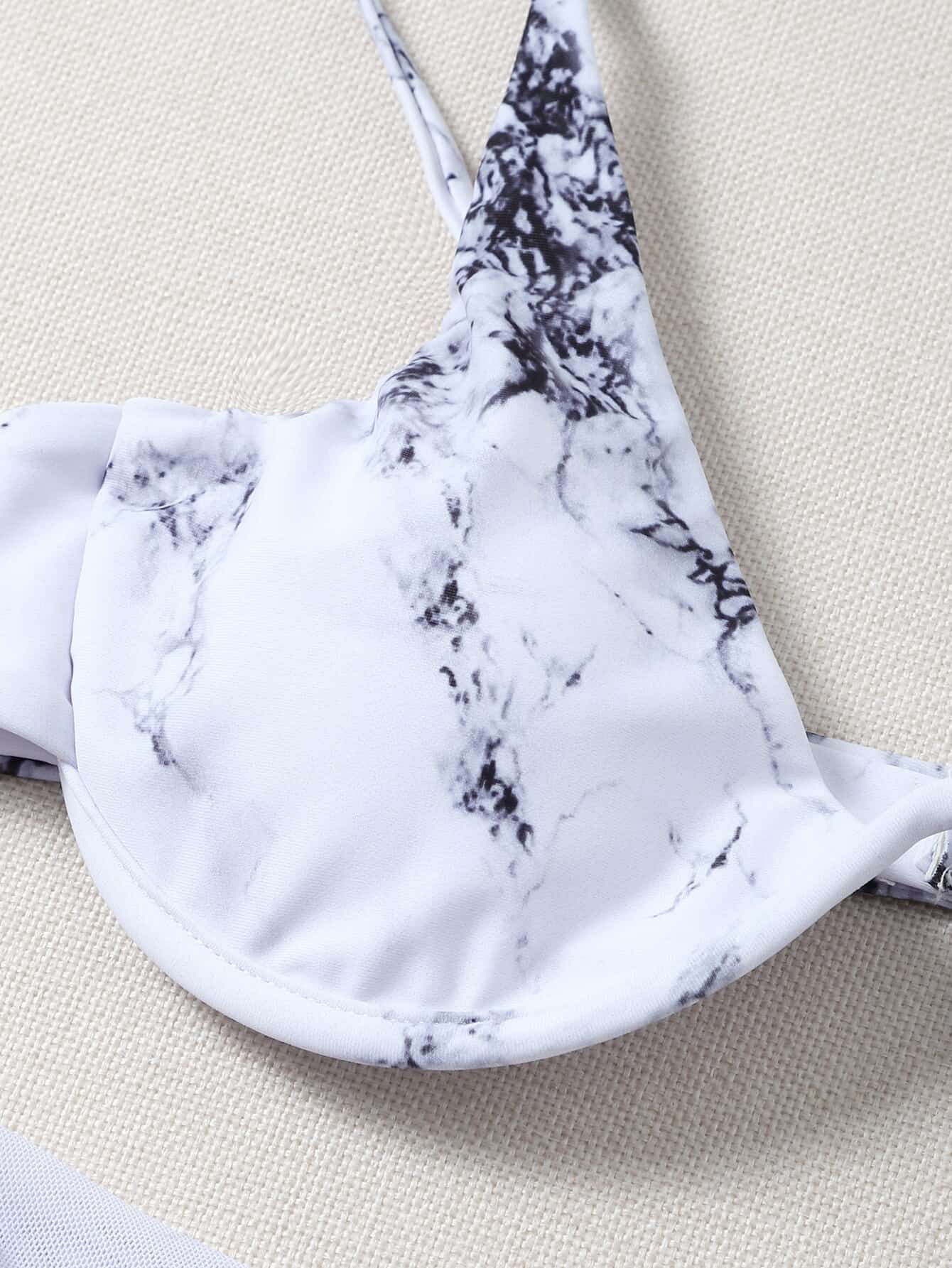 Sexy estampado de mármol Bikini 2021 mujeres sujetador con aros 3 pieza traje de baño brasileño traje de baño para playa trajes de baño traje