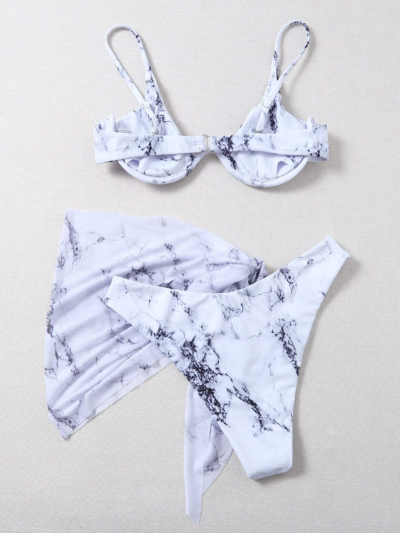 Sexy estampado de mármol Bikini 2021 mujeres sujetador con aros 3 pieza traje de baño brasileño traje de baño para playa trajes de baño traje